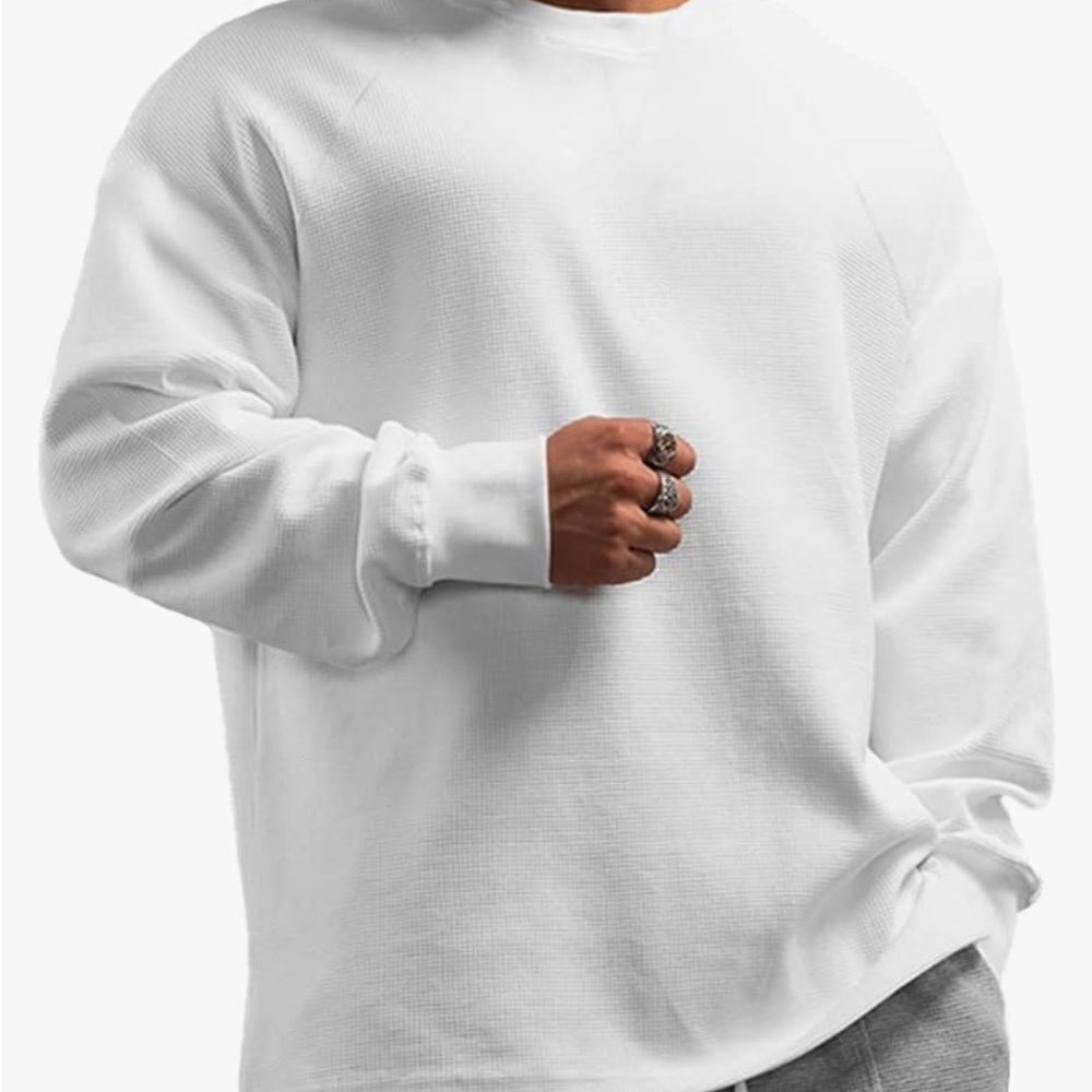 $45 for 10 Sweatshirt Men's Basic Long Sleeve Waffle Sweatshirt